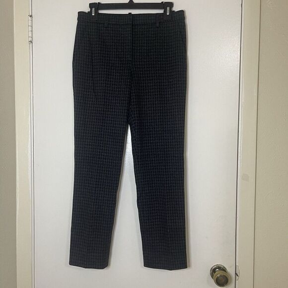 THEORY Gray Houndstooth hound knit twill tailored trouser pants size US 4 - Picture 1 of 6